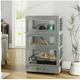 PawHut Kleintierkäfig aus Holz 65 x 45 x 109 cm grau