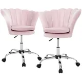 ML-Design Bürostuhl 2Er Set Samt Hellrosa Höhenverstellbar 360 Grad