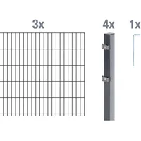 GAH Alberts Doppelstabmatten Set 6 m 200 x 120 cm 6/5/6 anthrazit