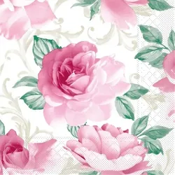Mank Serviette aus Tissue - Rosalie in Bordeaux, 40x40 cm, 100 Stück - Floral Blumen Rosen Aquarell