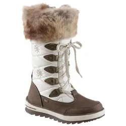 Winterstiefel TOM TAILOR, Kinder, Gr. 31, braun (braun, weiß), Lederimitat, Textil, sportlich, Schuhe, mit schöner Kontrast-Stickerei
