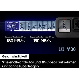 Samsung PRO Plus 512 GB, microSDXC-Speicherkarte (2023) mit USB-Adapter