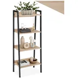 Tectake tectake® Leiterregal Industrial Style, mit 4 offenen Fächern mit verstellbarem Einlegeboden, inklusive Kippschutz, 57,5 x 34 x 138 cm
