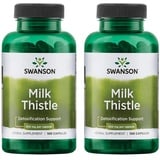 2x Swanson Milk Thistle | 100 Kapseln je Behälter (insg. 200 Stück) | 500mg hochdosiert | Silymarin Mariendistel Extrakt Kräutersupplement | Nahrungsergänzungsmittel (2er Pack)