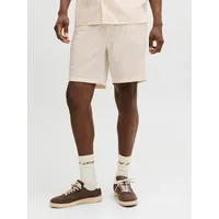 JACK & JONES "JPSTJAIDEN WAVY JOGGER SHORTS REG SN", Herren, Gr. S, N-Gr, cloud dancer, Web, Obermaterial: 100% Baumwolle, unifarben, relaxed fit kniefrei, Hosen Shorts, Baumwolle, locker geschnitten
