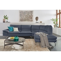 Ecksofa CALIA ITALIA "Dave" Sofas Gr. B/H/T: 297 cm x 87 cm x 97 cm, Leder BULL, Ottomane rechts, blau (dunkelblau) Leder-Ecksofas