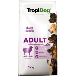 TROPIDOG premium adult medium & large breed with lamb & rice + Überraschung für den Hund