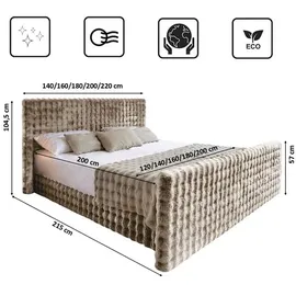 kaiser möbel Boxspringbett 180 x 200 cm H3 Hellbraun