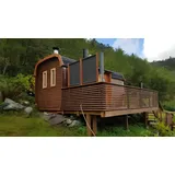 JVmoebel Saunahaus Holzsauna Gartensauna Outdoor-Sauna Wellnessfass aus Holz Braun, (1-St) Made in Europe braun