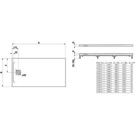 Laufen Pro Rechteck-Duschwanne, H2159580780001,