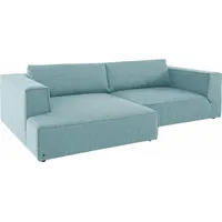 Ecksofa TOM TAILOR HOME "Big Cube Style" Sofas Gr. B/H/T: 270cm x 83cm x 160cm, Struktur fein TBO, Recamiere links, blau (ice blue tbo 56) mit cleanen Stegkissen, extra große Sitztiefe, Breite 270cm