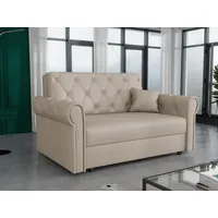 MIRJAN24 Schlafsofa Viva Roma II, mit Bettkasten und Schlaffunktion, inkl. Kissen, Schwarz Metallfüße, Wellenfeder, 2 Sitzer beige
