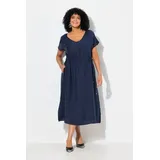 Ulla Popken Damen große Größen Übergrößen Plus Size Maxikleid, Tunnelzug, V-Ausschnitt, ärmellos Universum 58+ 838835730-58+ - 58-60