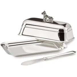 Edzard Butterdose Kuh 8x13 cm, silberfarben