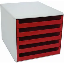 M&M Schubladenbox 28,5 x 35,7 cm 5-tlg. rot