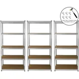 MONSTER SHOP 3 X E-rax Galvanisiertes 90cm Lagerregal Stahlregal Werkstattregal Schraubenlos Weiß