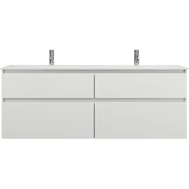 Burgbad Lin20 Mineralguss-Doppelwaschtisch 162 cm, 4 Auszüge, links und rechts, Badmöbel,