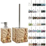 Sanilo Badezimmer Set, Seifenspender und WC Bürste mit Motiv, große Auswahl, Klobürste ohne Bohren, schöne Designs (Sanibel)