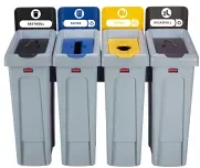 Rubbermaid Mülltrennsystem Slim Jim®, 4 Fächer à 87 Liter 2057608 , Farben: schwarz/blau/gelb/braun