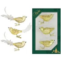 Krebs Glas Lauscha - Weihnachtsdekoration/Christbaumschmuck aus Glas - Vögel auf Clip - Farbe: - 3 Stück - Größe: ca. 11 cm