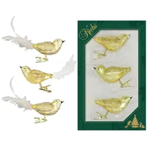 Krebs Glas Lauscha - Weihnachtsdekoration/Christbaumschmuck aus Glas - Vögel auf Clip - Farbe: - 3 Stück - Größe: ca. 11 cm