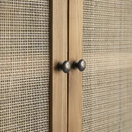 Tikamoon Schrank Pinienholz/Rattangeflecht 200 cm beige
