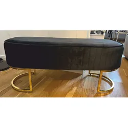 Casa Padrino Luxus Sitzbank Schwarz / Gold 120 cm - Luxus Möbel