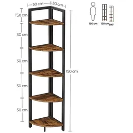 VASAGLE Eckregal 5 Ablagen Bücherregal Braun