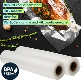 casativo 4 Profi Vakuumier-Folienschläuche für Balken-Vakuumierer 28 x 500 cm, Lebensmittelverpackung, Transparent