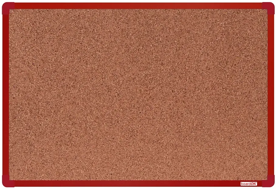 boardOK Kork-Pinnwand mit Aluminiumrahmen, 600 x 900 mm, roter Rahmen