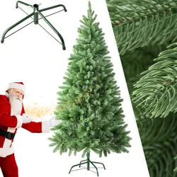 tectake® Weihnachtsbaum, verschiedene Größen, künstlich, Spritzguss, formbar mit viel Volumen, inklusive Metallständer mit Kunststoffkappen