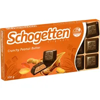 Schogetten Crunchy Peanut Butter 100g Schokoladentafel, praktisch einzeln portioniert. Ein Genuss. Stück für Stück.