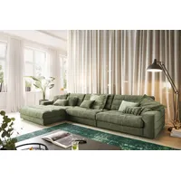 KAWOLA Sofa LANA Ecksofa Cord olivgrün Recamiere links