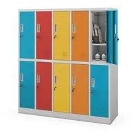 Jan Nowak Schließfachschrank Metall 150 x 136 x 45 cm grau 10 Fächer abschließbar