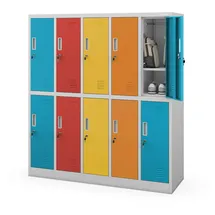 Jan Nowak Schließfachschrank Metall 150 x 136 x 45 cm grau 10 Fächer abschließbar