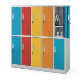 Jan Nowak Schließfachschrank Metall 150 x 136 x 45 cm grau 10 Fächer abschließbar