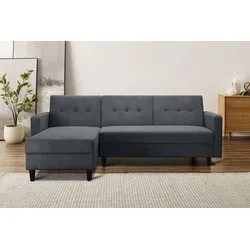 Ecksofa DOREL HOME "Hartford II", grau (anthrazit), B:213cm H:83cm T:154cm, Sofas, mit Bettfunktion und Stauraum, Recamiere beidseitig montierbar