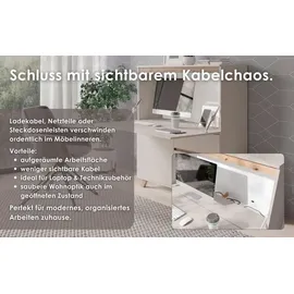 byLIVING Sekretär Valentin, Kaschmir Beige/Eiche, 3 Schubladen