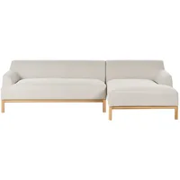 Beliani Linksseitiges Ecksofa SOSJO Helles Beige Stoff Linksseitig