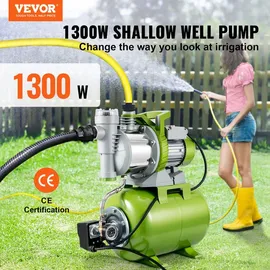 Vevor Gartenpumpe 1300W Bewässerungspumpe max. Durchfluss 4200L/h Kreiselpumpe max. Förderhöhe 45m Brunnenpumpe 3bar Flachbrunnenpumpe 2750U/min...