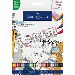 Faber-Castell Alkohol Marker, 12 Stifte + 1 Blender
