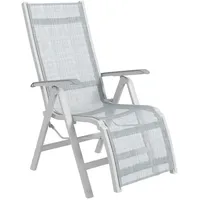 Outsunny Liegestuhl mit verstellbarer Fußstütze und Armlehnen grau 62L x 96B x 108H cm
