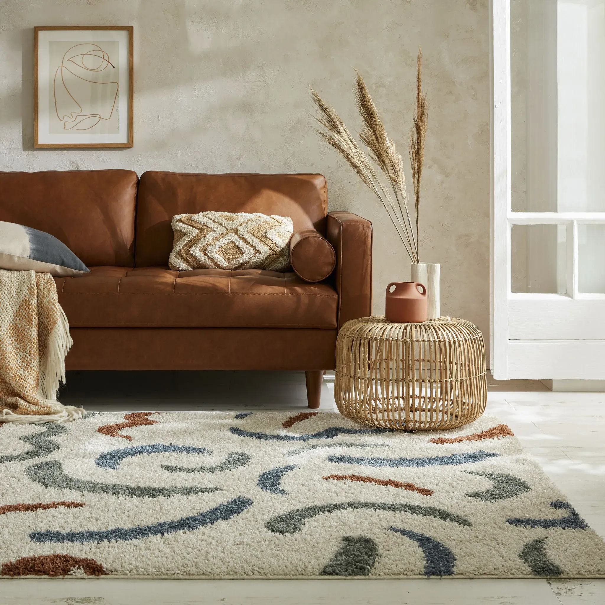 Hochflor-Teppich FLAIR RUGS "SQUIGGLE" Teppiche Gr. B: 120 cm 1 St., 30 mm, L: 170 cm, bunt