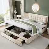 stilvora Polsterbett 160 x 200 cm Beige