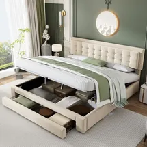 stilvora Polsterbett 160 x 200 cm Beige