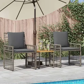 vidaXL Gartenmöbel Set 3-tlg. Grau/Dunkelgrau
