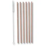 Echtwerk Edelstahl-Trinkhalme, wiederverwendbare Strohhalme, 6er Set, Cocktail Zubehör, aus Edelstahl inkl. Reinigungsbürste, nachhaltig, Trinkhalm: 21,5 cm, Bürste: 23 cm, Kupfer Edition