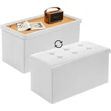 Todeco Sitzbank mit Stauraum Sitztruhe, Aufbewahrungstruhe mit 2 in 1 Deckel, Fußhocker faltbar aus Kunstleder, Sitzhocker 80 Liter für Wohnzimmer
