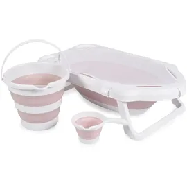 Cangaroo Badewannen-Set Hawaii 4-teilig faltbar Wasserablauf Ablagefächer Netz rosa