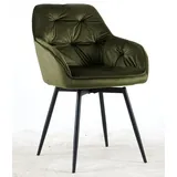 Esszimmerstuhl drehbar KENLY von DESIGNlink Gestell Metall Schwarz / Grün Velvet